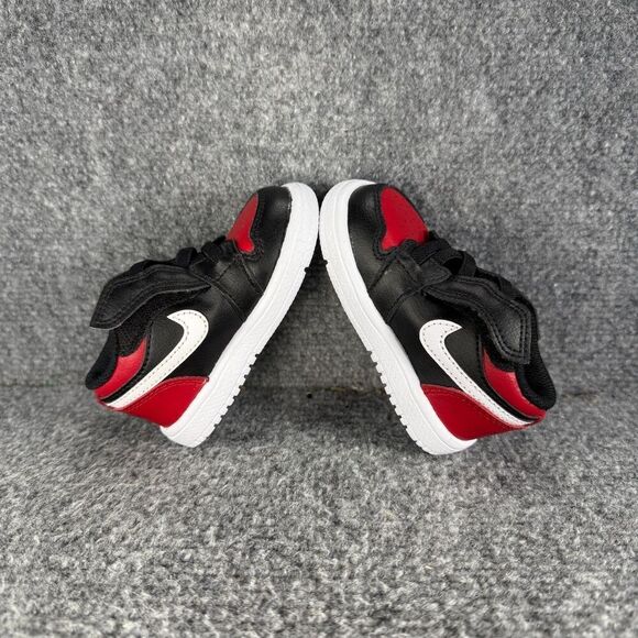 Jordan 1 Low Bred Toe Toddler 4c Shoes Black Red Athletic Sneakers - Picture 6 of 10